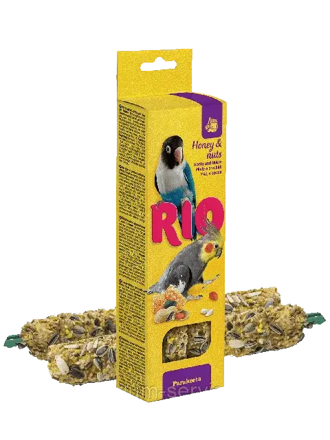 RIO Палочки для средних попугаев с медом и орехами, коробка 2х75г