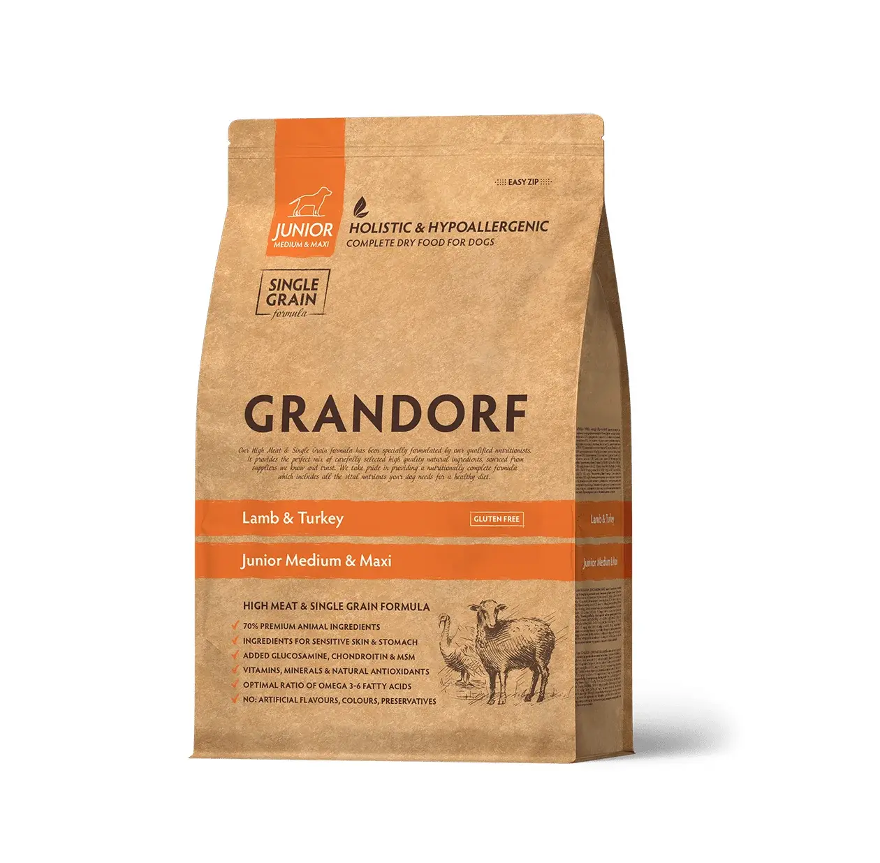 Grandorf Dog Junior Lamb&Turkey Сухой корм для юниоров всех пород, Ягнёнок с Индейкой 1 кг Код: 5407007850884