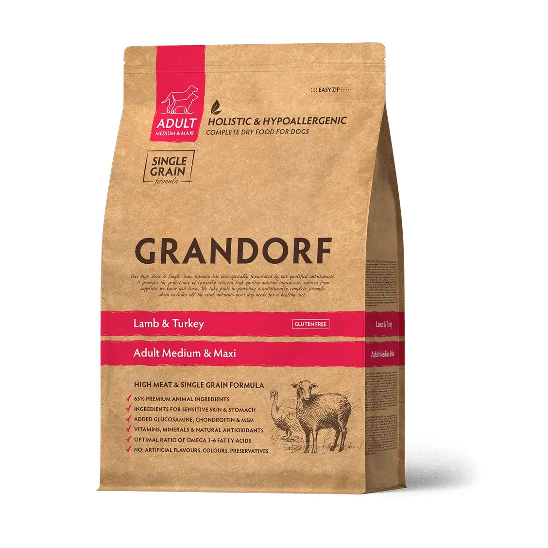 Grandorf Dog Adult Medium & Maxi Breeds Lamb &Turkey cухой корм для собак средних и крупных пород, 10 кг Код: 5407007850976