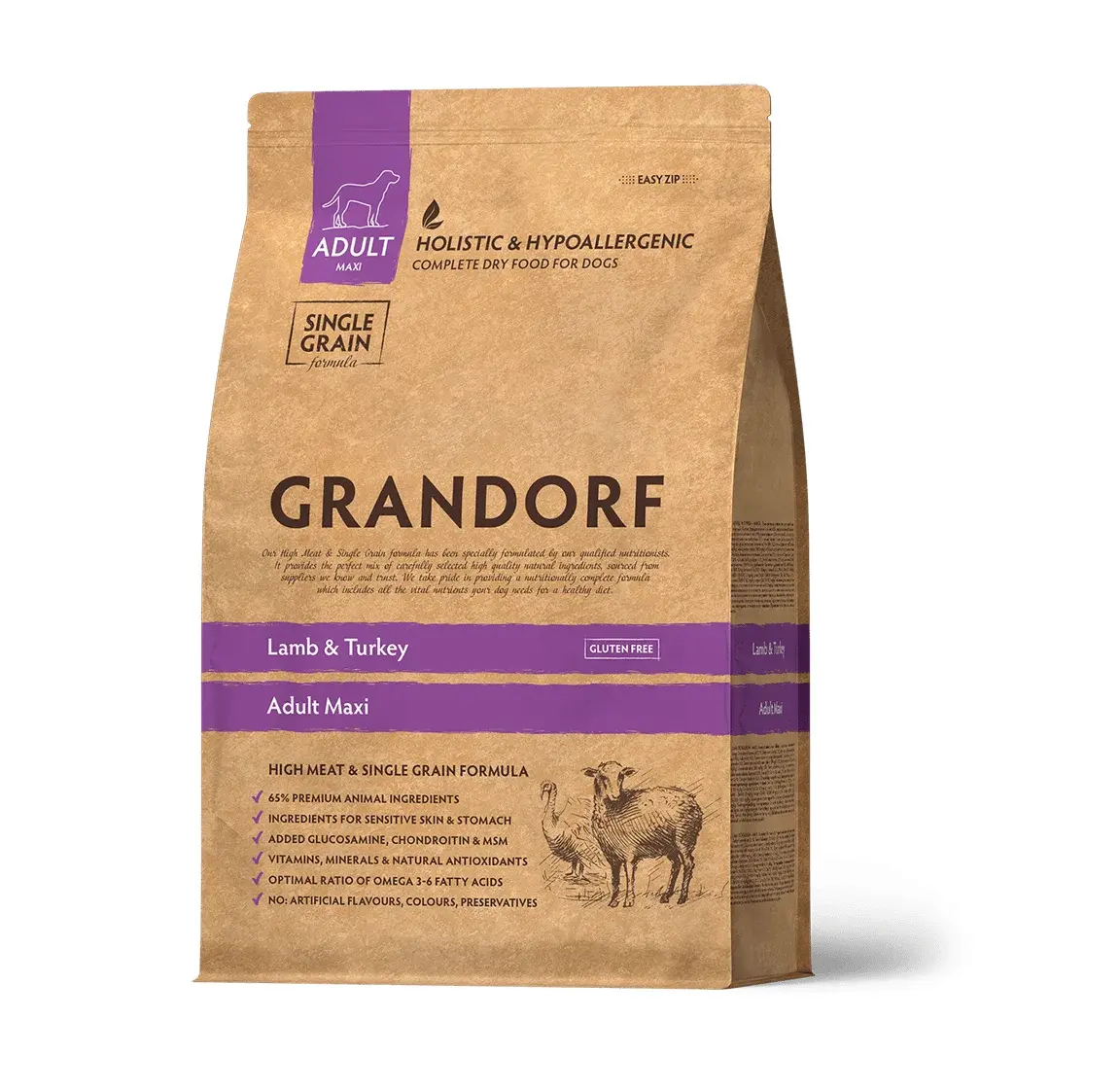 Grandorf Dog Adult Maxi Breeds Lamb &Turkey cухой корм для собак крупных пород, 3 кг Код: 5407007850983