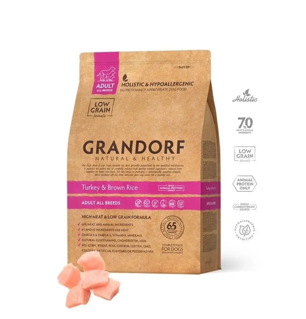 Grandorf Dog Adult All Breeds Turkey & Brown Rice для всех пород индейка с рисом 1 кг Код: 5404009517364