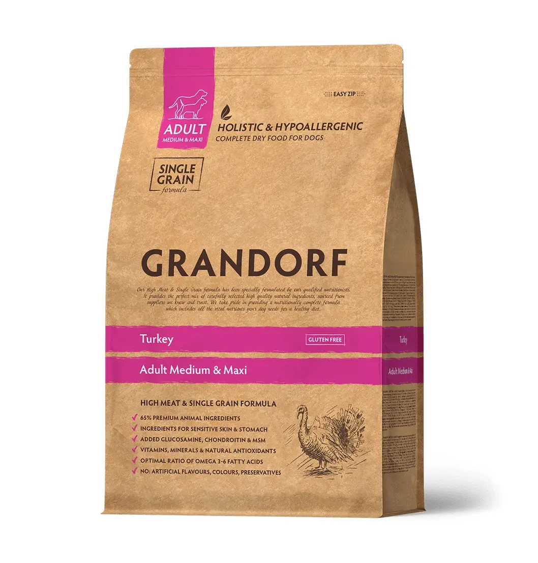 Grandorf Dog Adult Medium & Maxi Breed Turkey для средних и крупных пород индейка 3 кг Код: 5407007851157