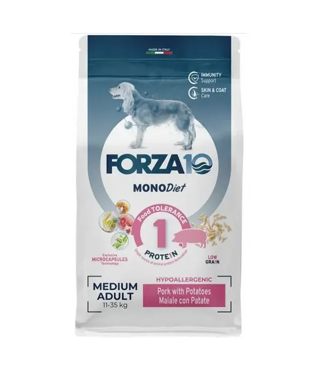 Forza10 Medium Diet Low Grain Maiale/ patate для собак средних пород со свининой и картофелем 12 кг Код: 8020245709416