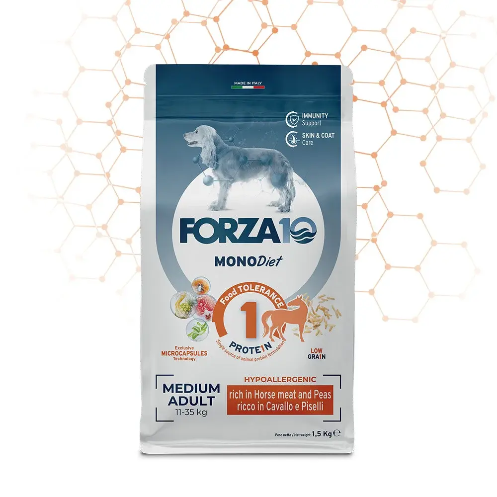 Forza10 Medium Diet Low Grain Cavallo/ piselli для собак средних пород конина 1,5 кг Код: 8020245709386