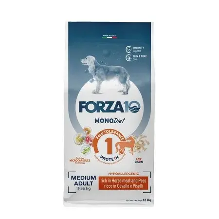 Forza10 Medium Diet Low Grain Cavallo/ piselli для собак средних пород конина 12 кг Код: 8020245709393