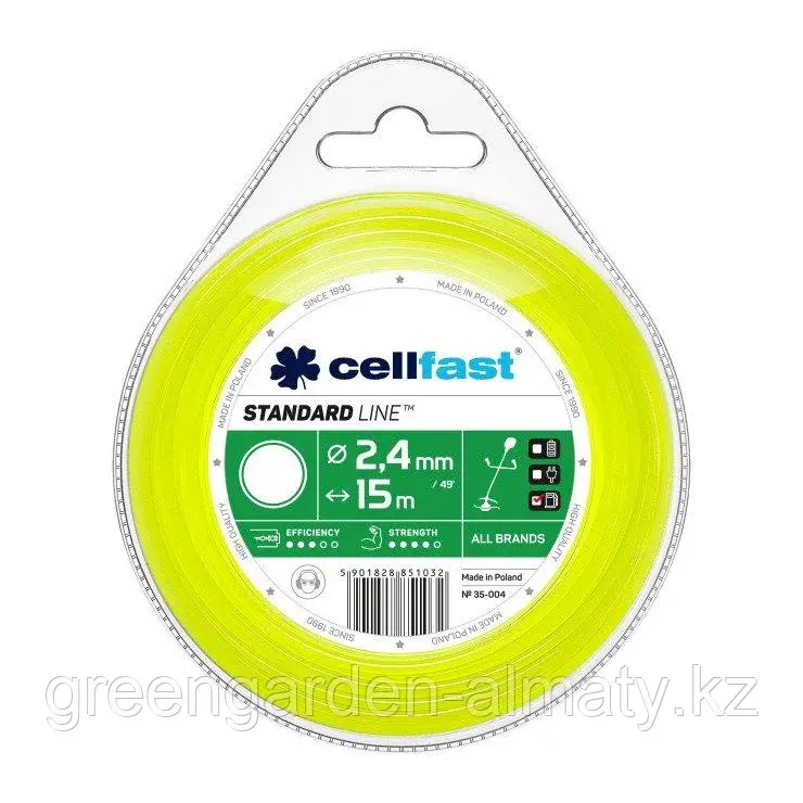 Лески для триммеров, мотокос STANDARD круг 2,4 мм 15 м 35- 004 | CELLFAST(Польша)