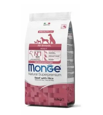 Monge Dog Speciality Line Monoprotein Adult All Breeds Beef and Rice 2,5 кг для собак всех пород Код: 8009470004947