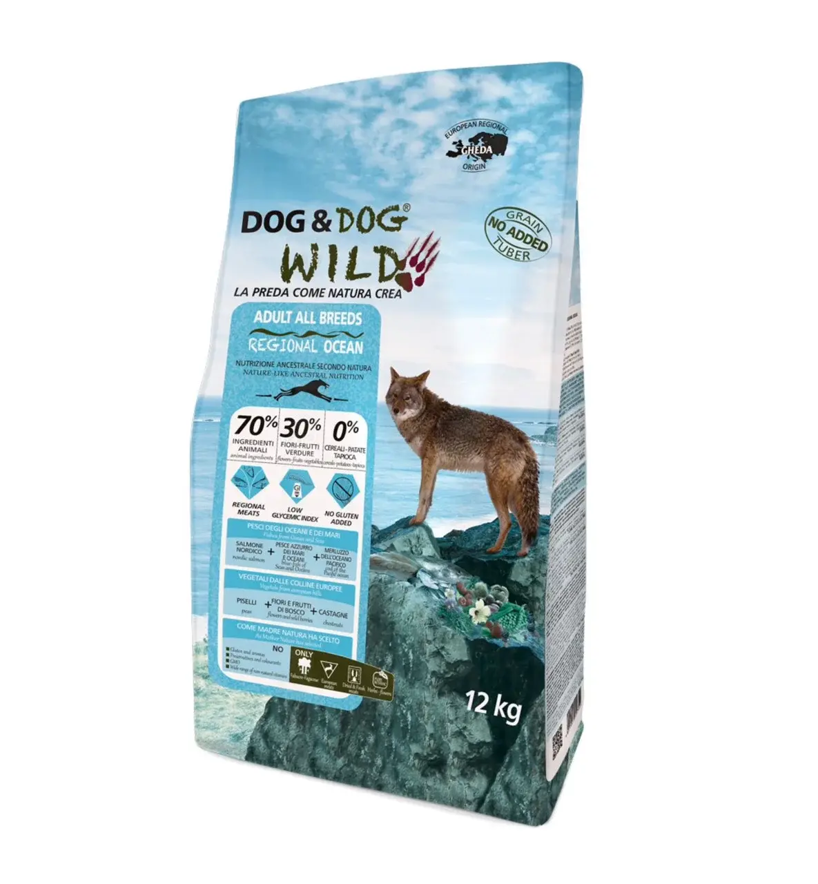Dog&Dog Wild Regional Ocean беззерновой корм для взрослых собак всех пород с мясом лосося, 12 кг Код: 8001541004702