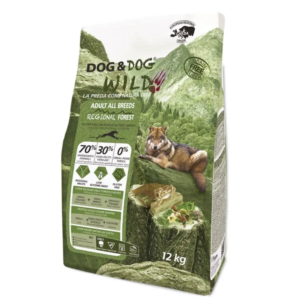 Dog&Dog Wild Regional Forest беззерновой корм для взрослых собак всех пород с олениной и кабаном, 12 кг Код: 8001541004689