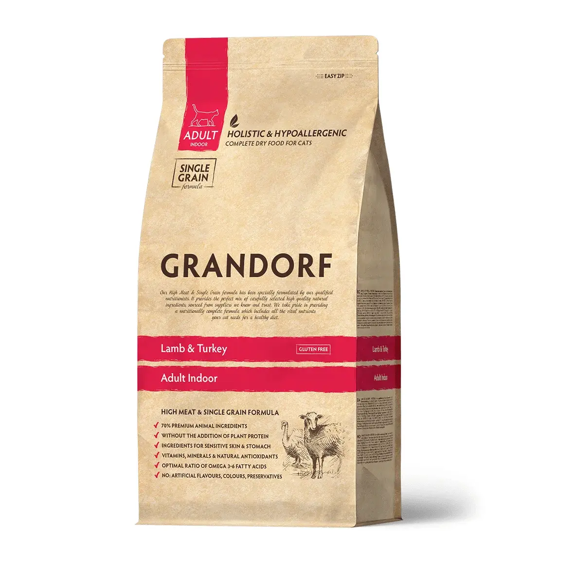 Grandorf Adult Indoor Lamb &Turkey Грандорф для домашних кошек с ягненком и индейкой 400 гр Код: 5407007851218