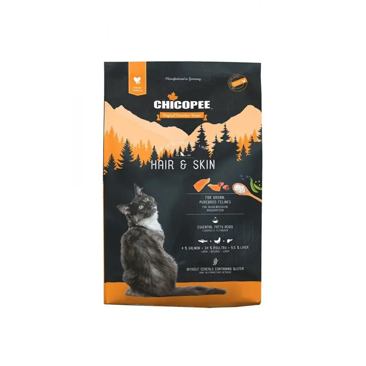 Chicopee Cat HNL Hair&Skin 1,5 кг сухой корм для кошек для кожи и шерсти с лососем Код: 4015598020695