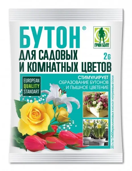 Стимулятор плодообразования "Бутон" Грин Бэлт, для садовых и комнатных цветов, 2 г Код: 6049