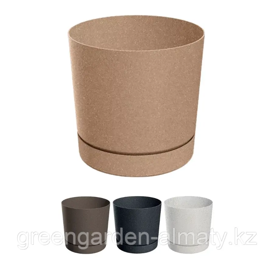 Горшок с поддоном Tubo ECO Wood DPOP400W | Prosperplast Белый(в крапинку) Код: DPOP400W-S449W
