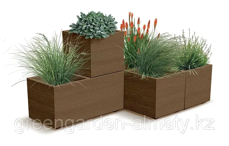 Горшок на колесиках Siera Square Beton Effect DSI300E | Prosperplast(Польша) Антрацитконкрит Код: DSI300E-B411