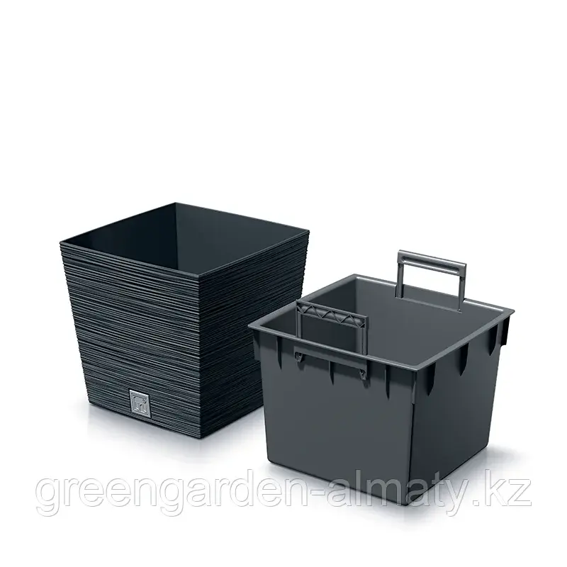 Горшок с внутренней вставкой FURU Square Low DFS300 | Prosperplast Антрацит Код: DFS300-S433