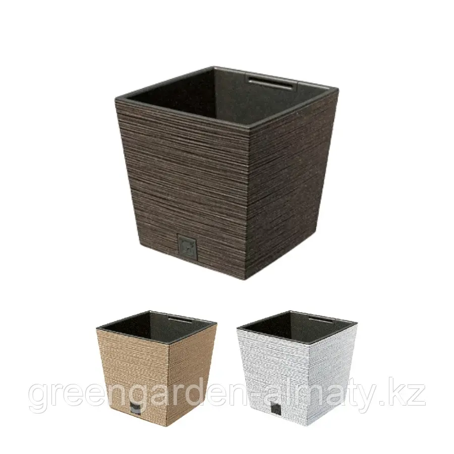 Горшок с внутренней вставкой FURU Square Low ECO Wood DFS240W | Prosperplast Натуро Код: DFS240W-4665W