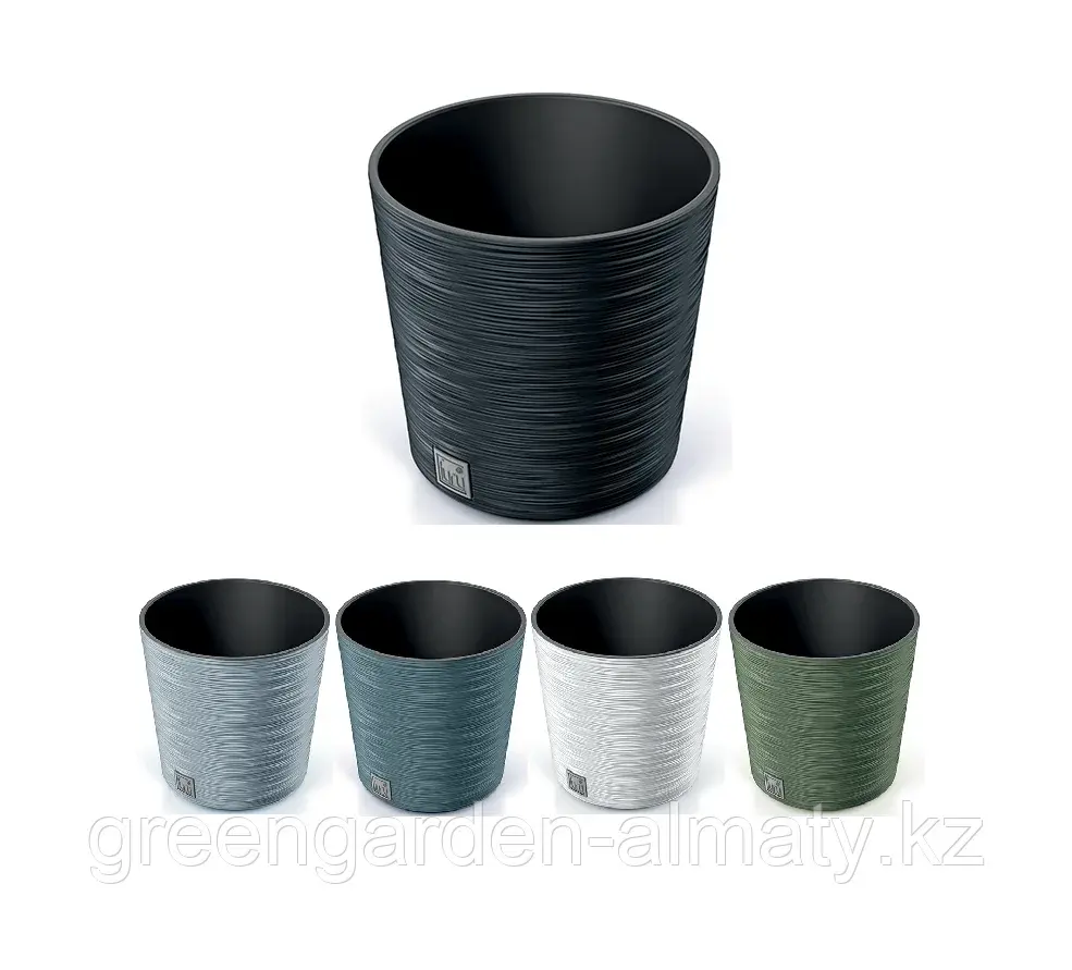 Горшок с внутренней вставкой FURU Round Low DFR300 | Prosperplast Антрацит Код: DFR300-S433