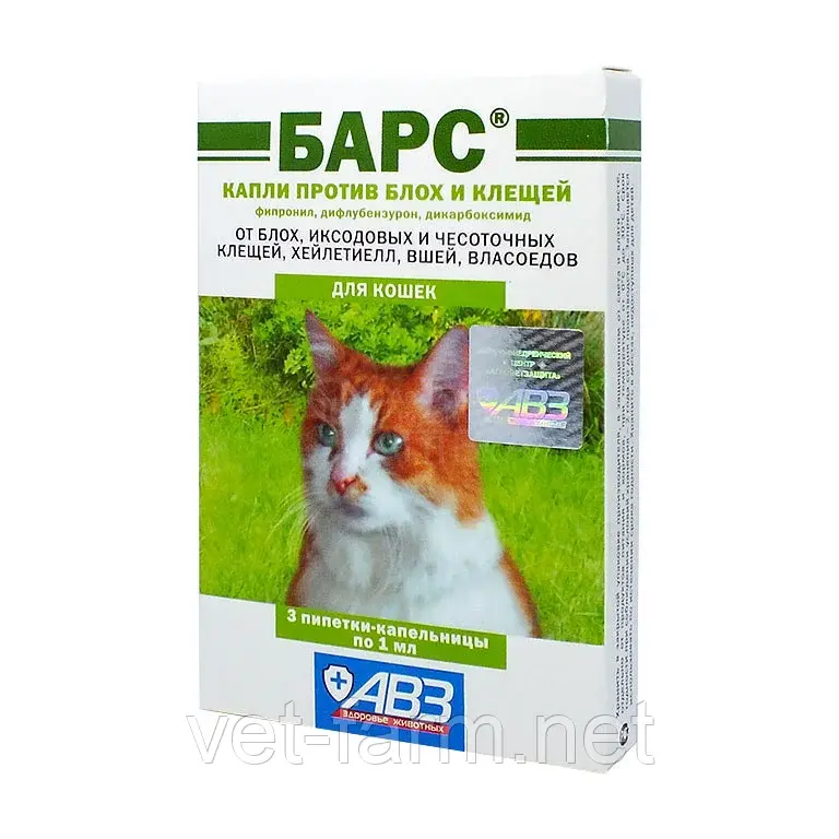 Барс капли для кошек от блох и клещей