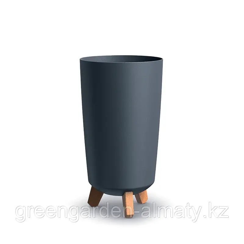 Горшок на деревянных ножках Gracia Beton Effect DGRL350E | Prosperplast Антрацит Код: DGRL350E-S433