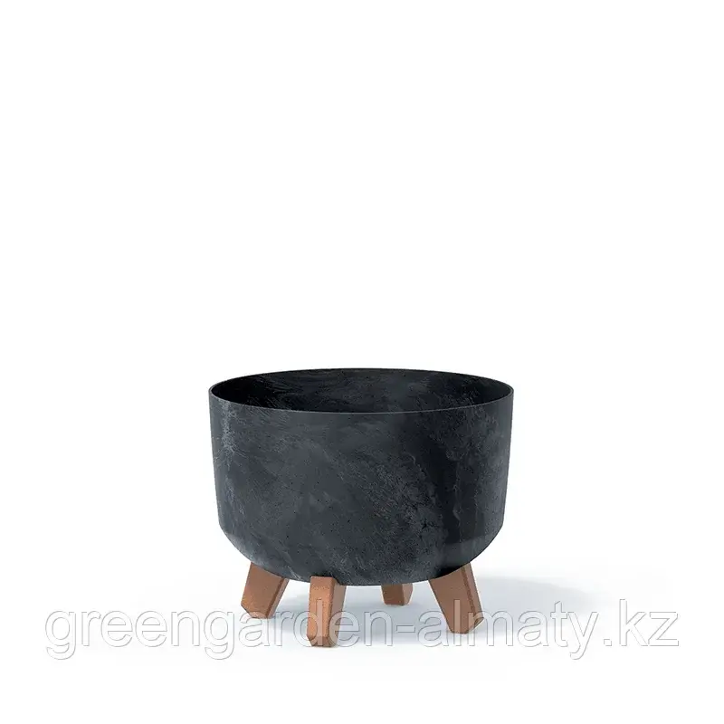 Горшок на деревянных ножках Gracia Beton Effect DGRL350E | Prosperplast Крем Код: DGR350E-CY700