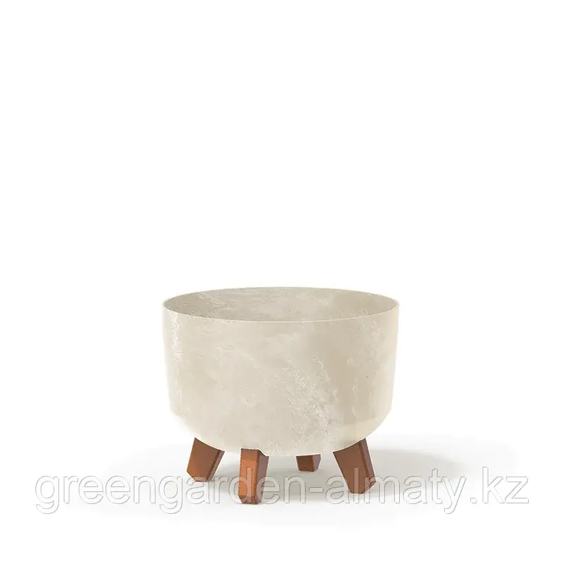 Горшок на деревянных ножках Gracia Low Beton Effect DGRL240LE | Prosperplast Антрацит Код: DGRL240LE-S433