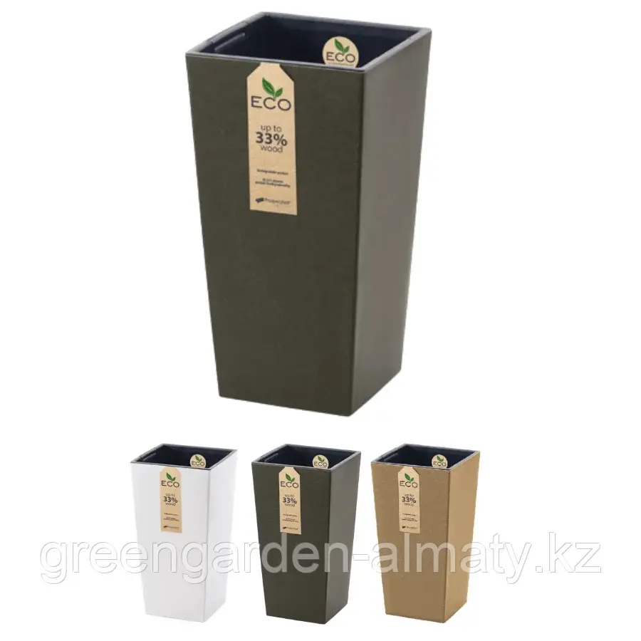 Горшок с внутренней вставкой Urbi Square ECO DURS300W | Prosperplast Код: DURS300W-4625W