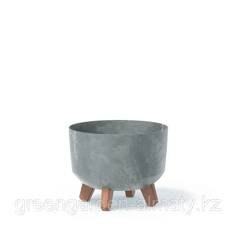 Горшок на деревянных ножках Gracia Low Beton Effect DGRL240LE Конкрит | Prosperplast Код: DGRL240LE-422U