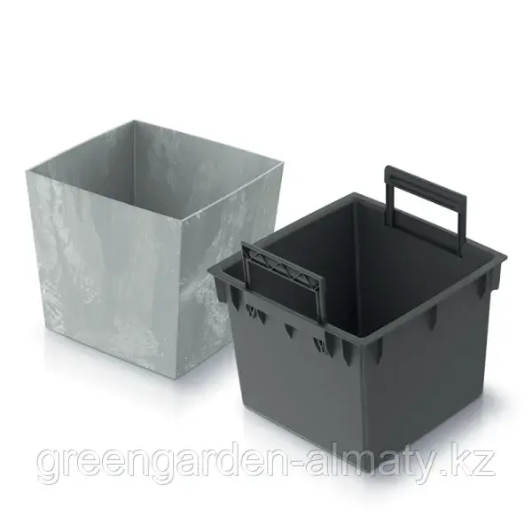 Горшок с внутренней вставкой Urbi Square Low Beton Effect | Prosperplast Код: DURS240LE
