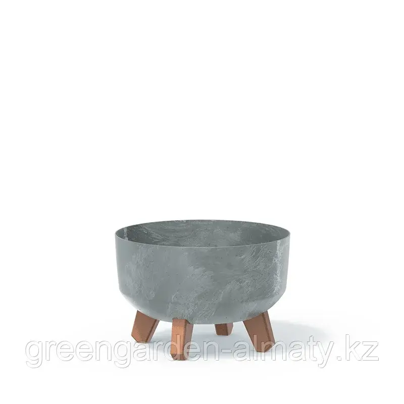 Горшок на деревянных ножках Gracia Low Beton Effect DGRL400LE | Prosperplast Код: DGRL400LE