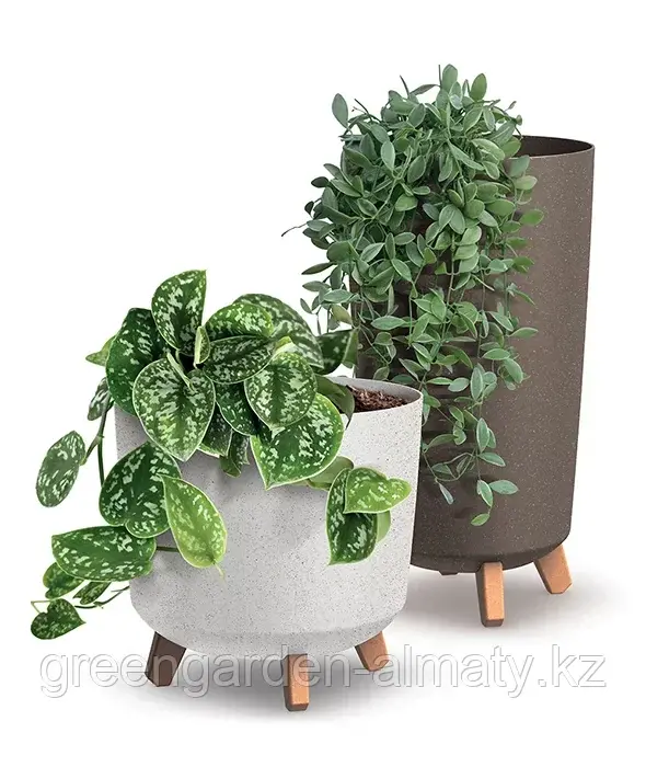 Горшок на деревянных ножках Gracia Tubus ECO Wood DGTL300LW | Prosperplast(Польша) Белый Код: DGTL300LW-S449W