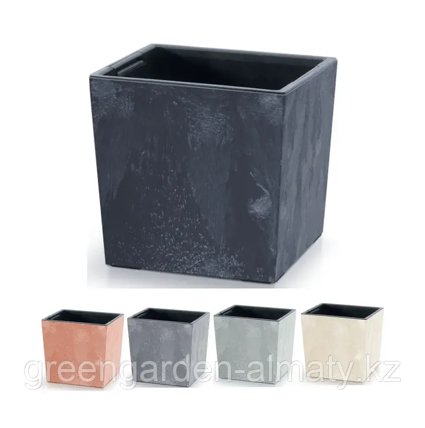 Горшок с внутренней вставкой Urbi Square Low Beton Effect DURS300LE | Prosperplast Крем Код: DURS300LE-CY728