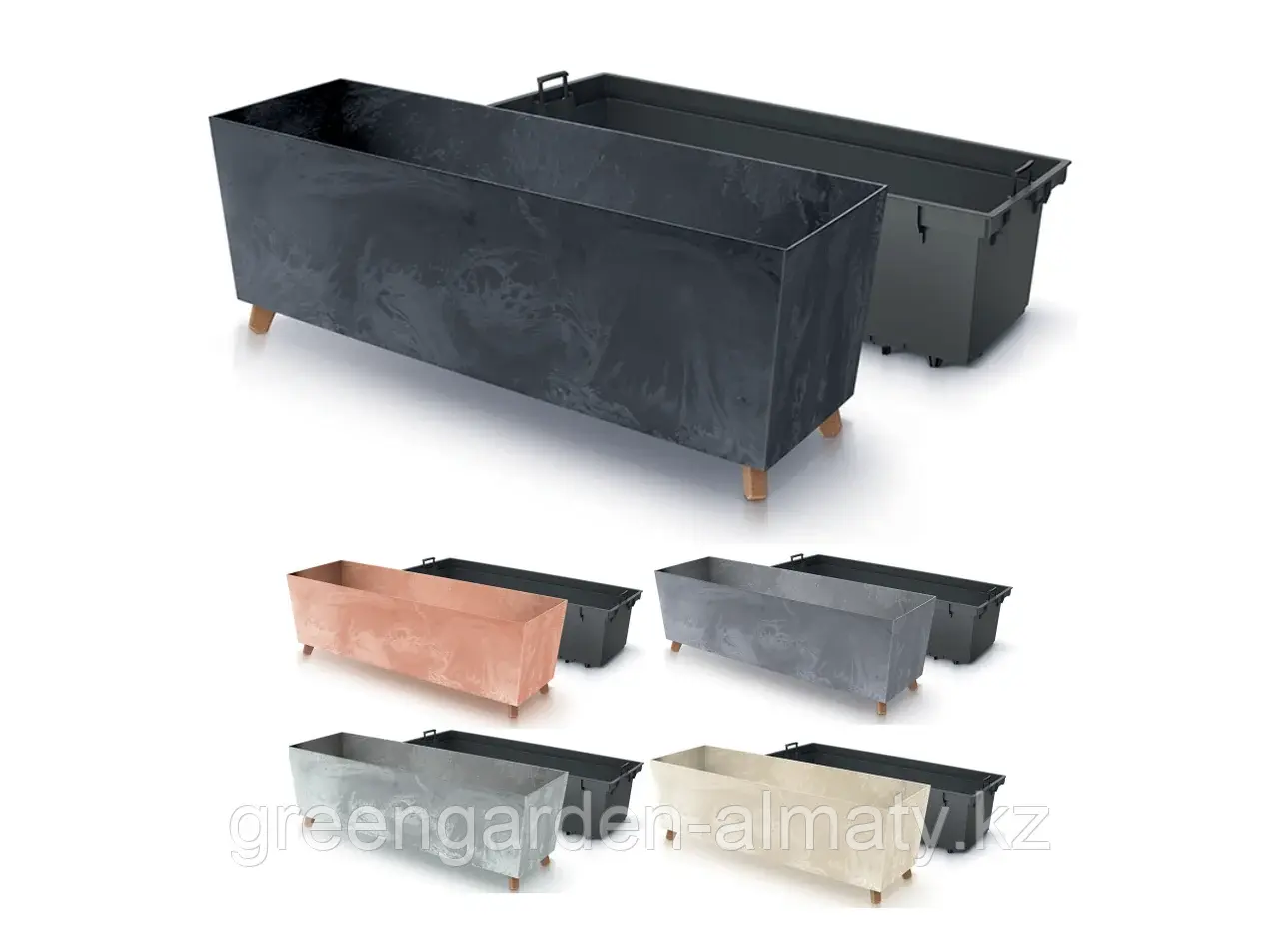 Горшок на деревянных ножках с внутренней вставкой Urbi CASE Beton Effect N DUC800NE | Prosperplast Код: DUC800NE