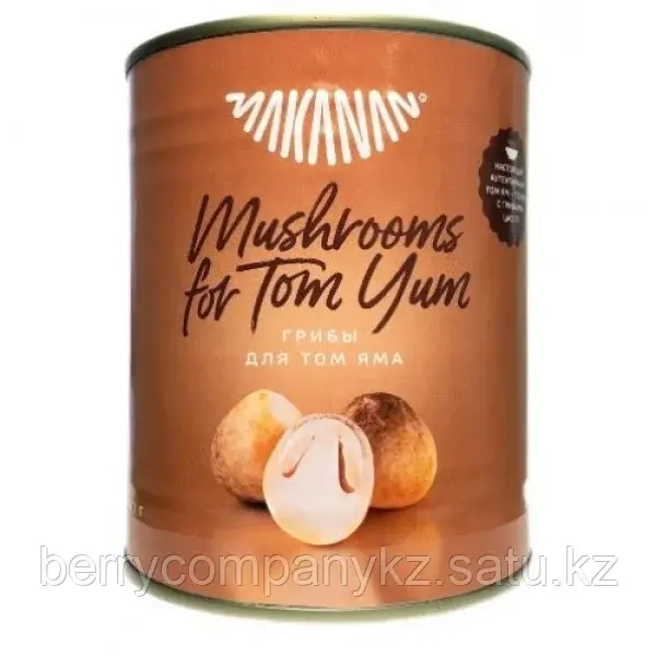 Грибы консервированные для Том Ям MAKANAN 800 гр ж/б