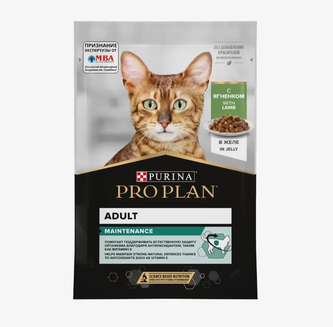 ProPlan (Проплан) Влажный корм для взрослых кошек Ягненок в желе, 85 г