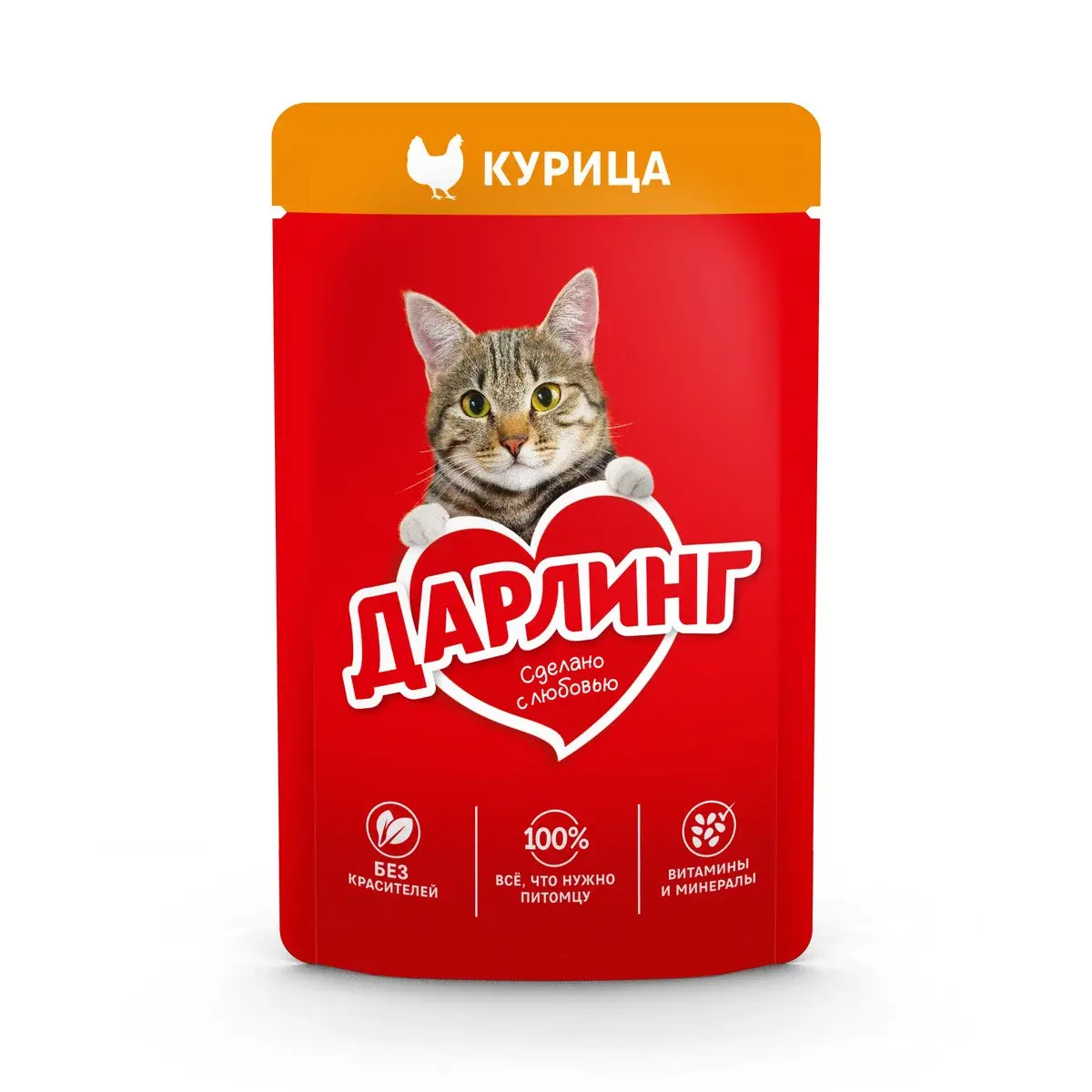 Дарлинг Влажный корм для кошек с курицей, 75 г