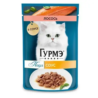 Gourmet Perle Влажный корм для кошек Лосось в соусе, 75 г