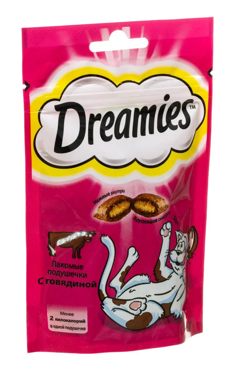 Dreamies (Дримс) Лакомые подушечки для кошек Говядина, 60 г