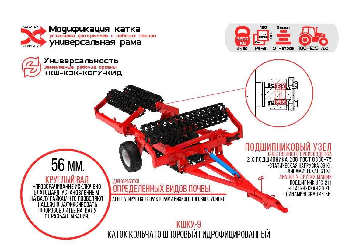 Кольчато-шпоровый каток КШКУ-9,2