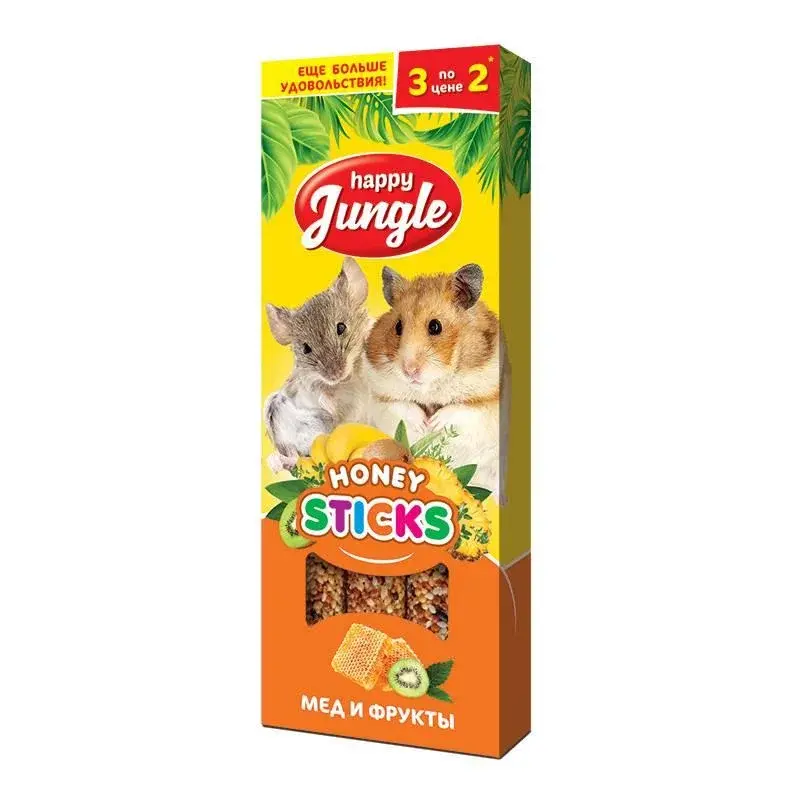 Happy Jungle Лакомство для грызунов, мёд и фрукты