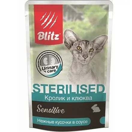 Blitz Влажный корм для кошек Кролик с клюквой