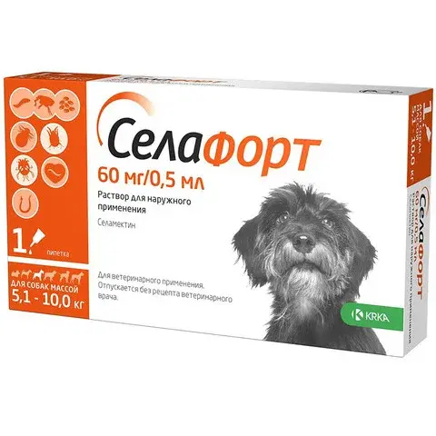 Селафорт Капли от блох, клещей и паразитов для собак 5,1 - 10 кг