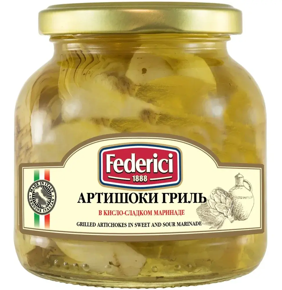 FEDERICI Артишоки гриль в кисло-сладком маринаде, 290гр