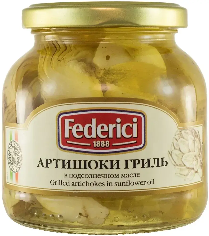 FEDERICI Артишоки гриль в подсолнечном масле, 280гр
