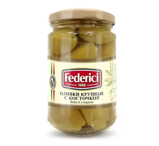 Federici Оливки крупные Bella di cerignola, с косточкой, 300 г