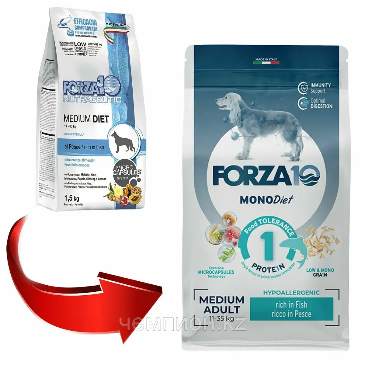 11731 Forza10 Medium Diet pesce, Форца10 диетический корм из рыбы для собак средних пород, 12кг.