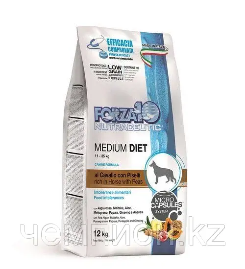 709386 Forza10 Medium Diet Low Grain Cavallo/ piselli, Форца10 низкозерновой корм для собак конина/горох,1,5кг