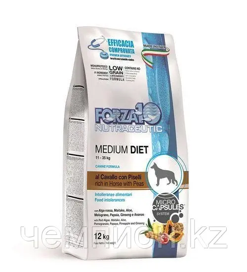 709393 Forza10 Medium Diet Low Grain Cavallo/ piselli, Форца10 корм для собак конина/горох, 12кг