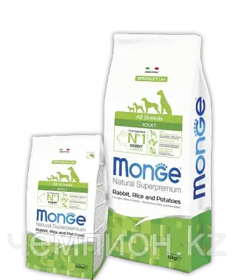 1150 Monge Speciality Line All Breeds Adult Rabbit, Монже сухой корм для собак, кролик, рис, картофель, 12кг