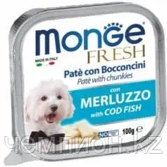 13109 Monge Fresh, паштет с кусочками трески для собак, ламистр 100гр.