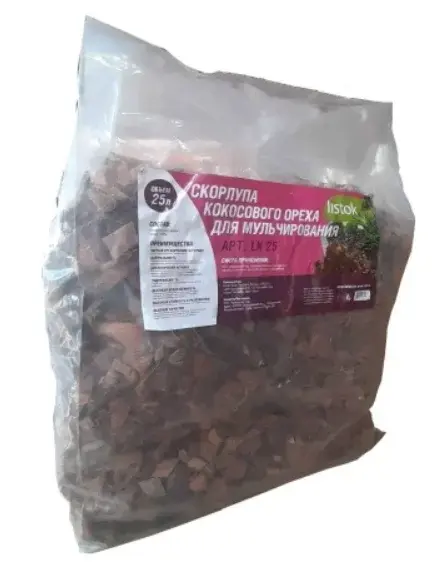 Скорлупа кокосового ореха для мульчирования 25л Listok Код: BK000009819